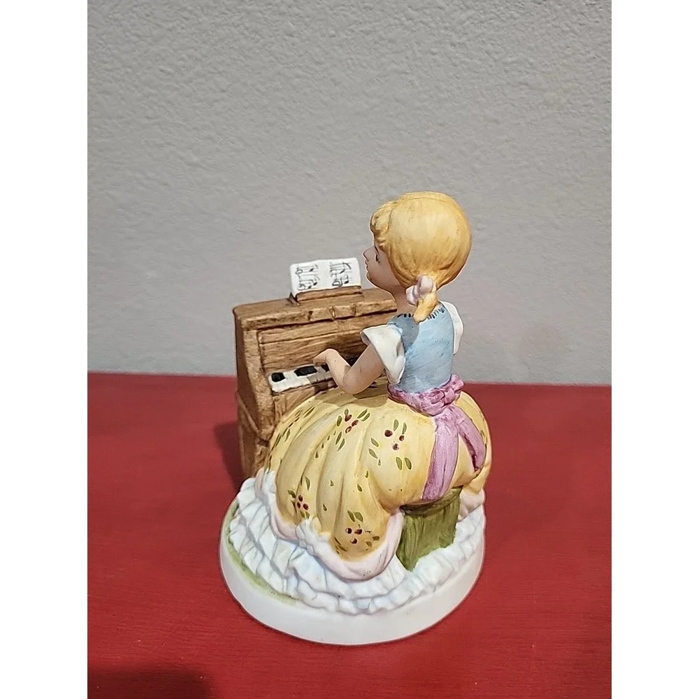 Hand Painted Vintage Lefton Porcelain Girl at Piano 